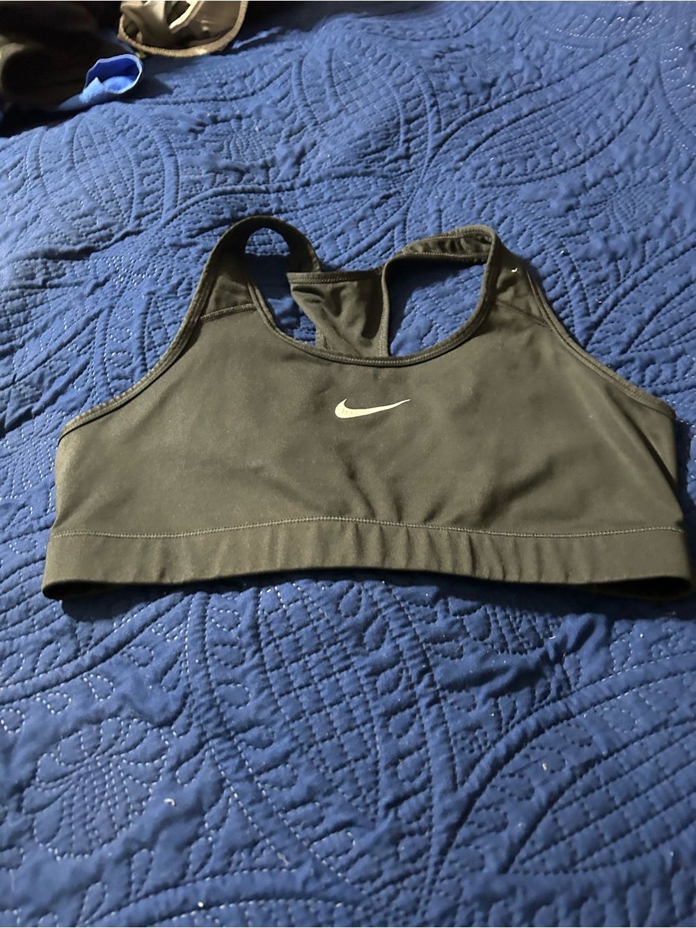 Nike Black Racerback Sports Bra with White Swoosh